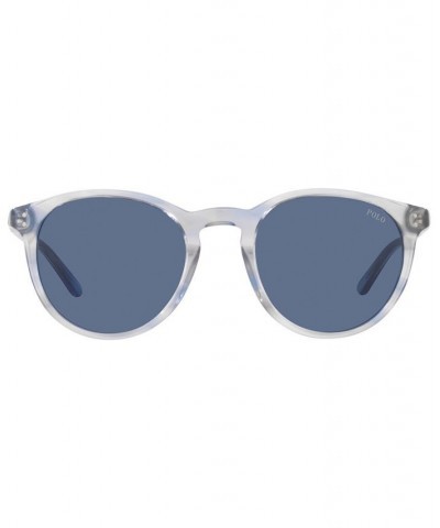 Men's Sunglasses 50 Shiny Transparent Blue/Brown $23.27 Mens