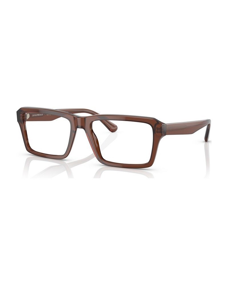 Men's Rectangle Eyeglasses EA320654-O Shiny Transparent Blue $42.24 Mens
