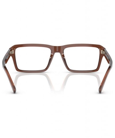 Men's Rectangle Eyeglasses EA320654-O Shiny Transparent Blue $42.24 Mens