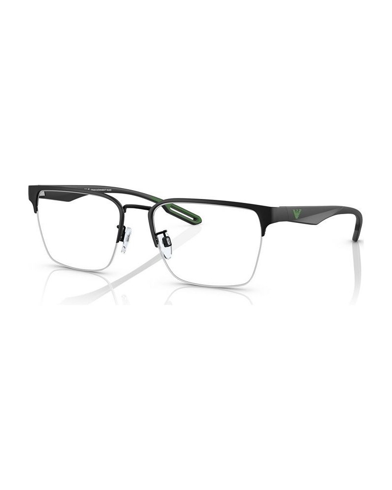Men's Square Eyeglasses EA113754-O Matte Black $44.01 Mens