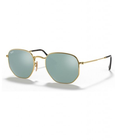 Sunglasses RB3548N HEXAGONAL FLAT LENSES GOLD / LIGHT BLUE FLASH $35.72 Unisex