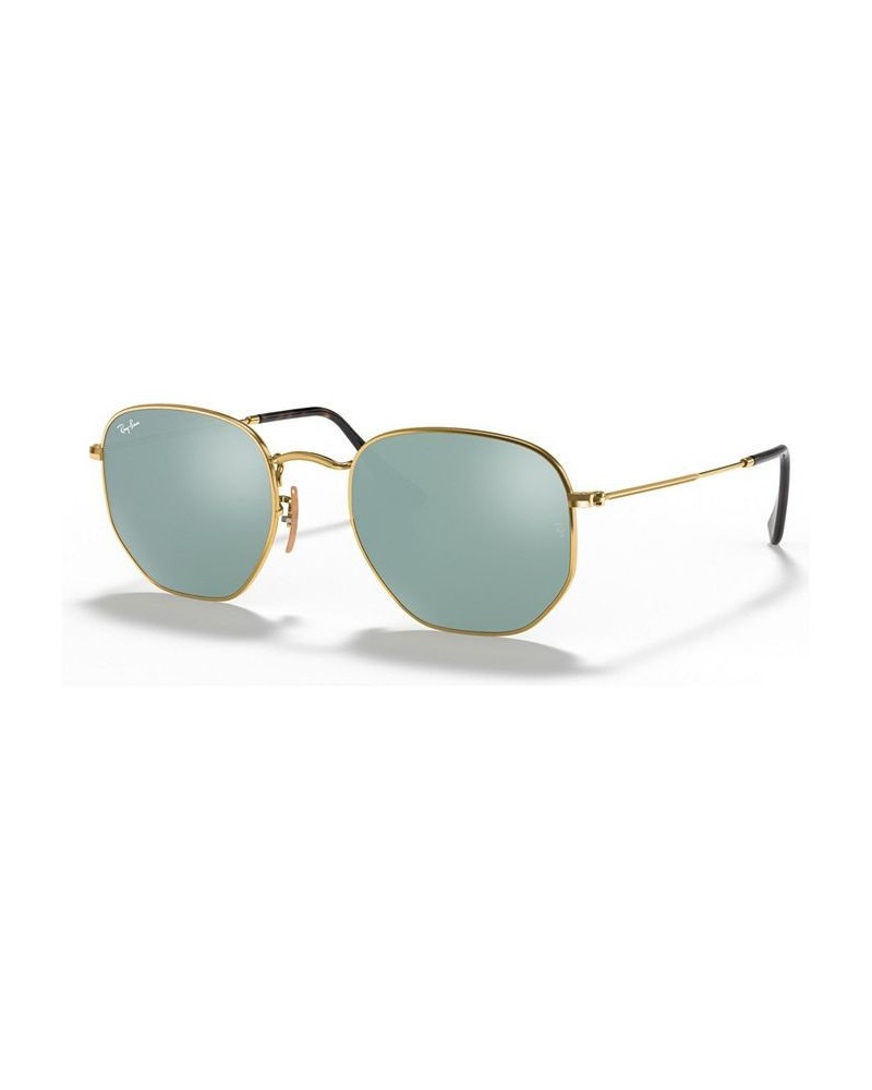 Sunglasses RB3548N HEXAGONAL FLAT LENSES GOLD / LIGHT BLUE FLASH $35.72 Unisex