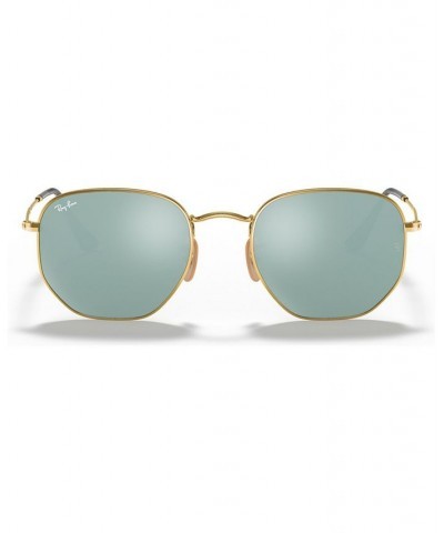 Sunglasses RB3548N HEXAGONAL FLAT LENSES GOLD / LIGHT BLUE FLASH $35.72 Unisex