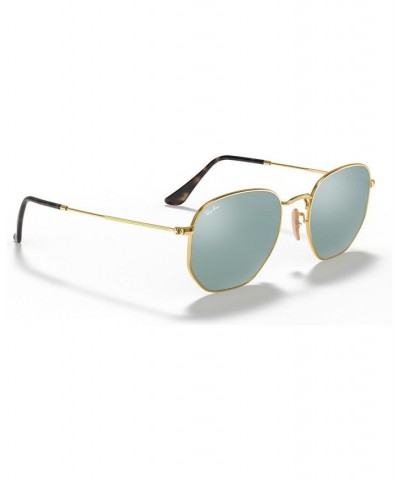 Sunglasses RB3548N HEXAGONAL FLAT LENSES GOLD / LIGHT BLUE FLASH $35.72 Unisex