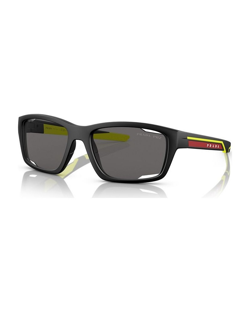 Men's Polarized Sunglasses PS 04YS57-P Matte Black $81.62 Mens