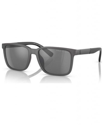 Men's Polarized Sunglasses PH4189U55-ZP Matte Transparent Gray $49.41 Mens