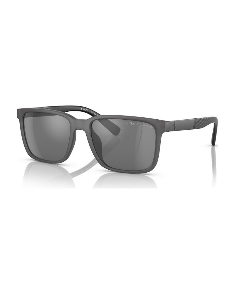 Men's Polarized Sunglasses PH4189U55-ZP Matte Transparent Gray $49.41 Mens
