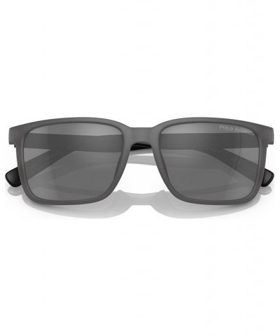 Men's Polarized Sunglasses PH4189U55-ZP Matte Transparent Gray $49.41 Mens