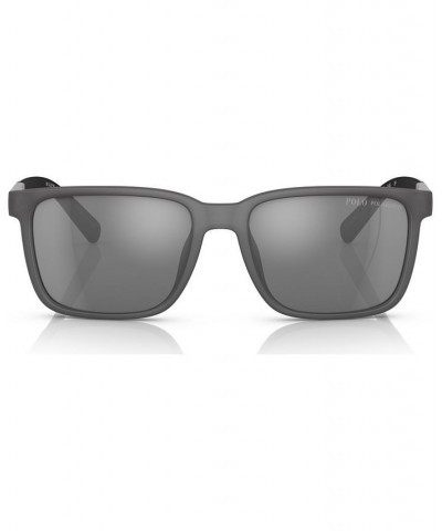 Men's Polarized Sunglasses PH4189U55-ZP Matte Transparent Gray $49.41 Mens