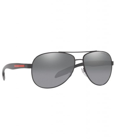 Men's Polarized Sunglasses PS 53PS BLACK/POLAR GREY MIRROR SILVER GRAD $35.70 Mens