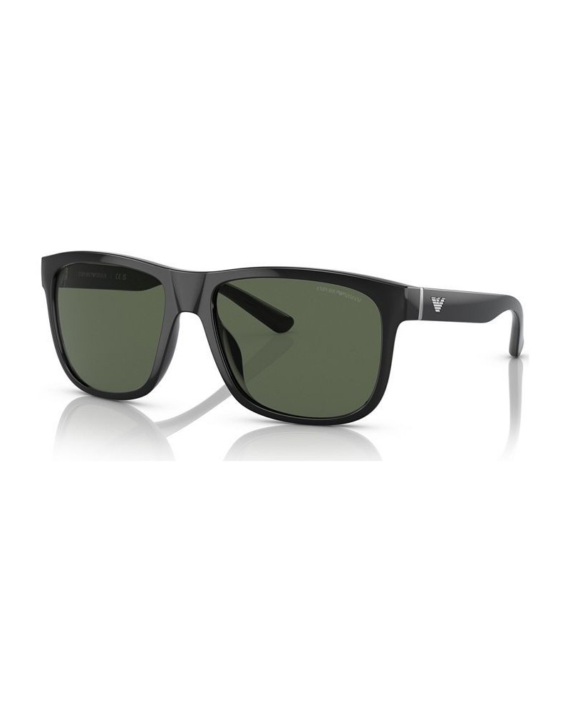 Men's Sunglasses EA4182U57-X Shiny Black $49.50 Mens