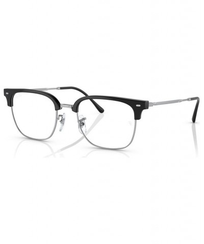 Unisex Square Eyeglasses RX721649-O Black on Silver-Tone $45.84 Unisex