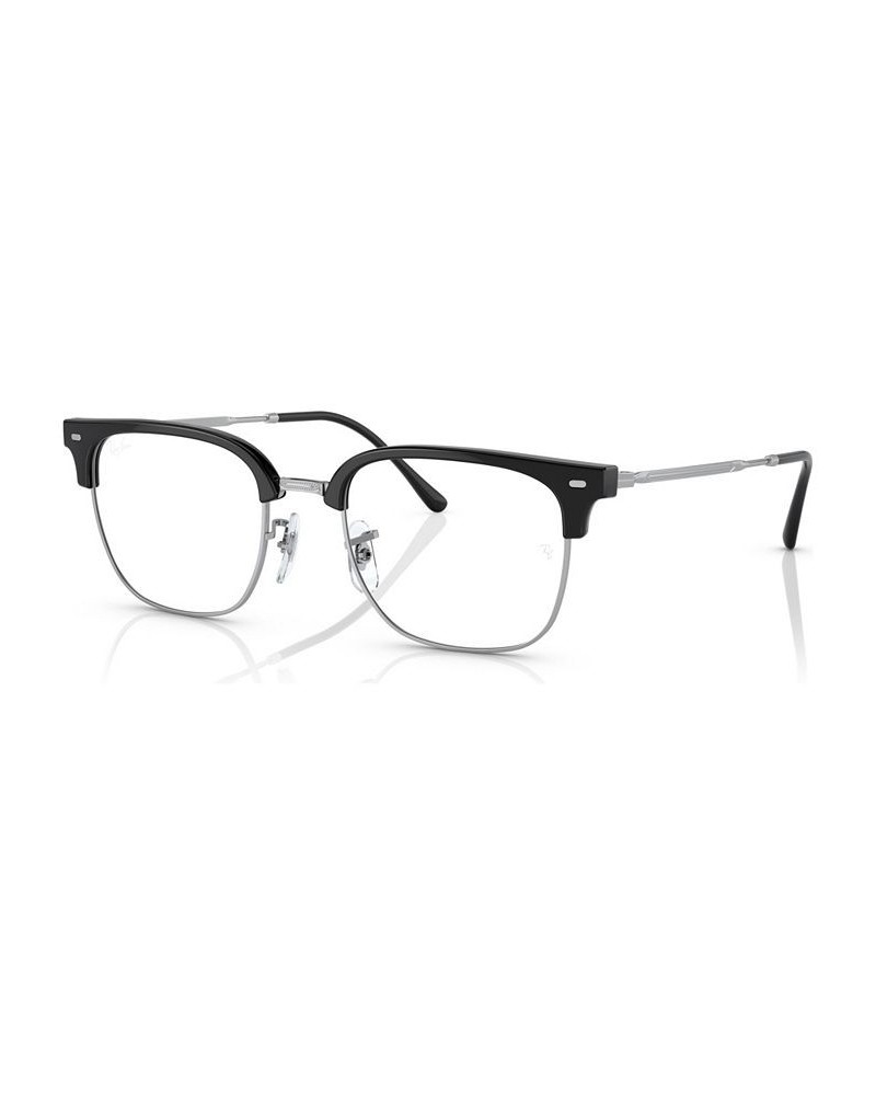 Unisex Square Eyeglasses RX721649-O Black on Silver-Tone $45.84 Unisex