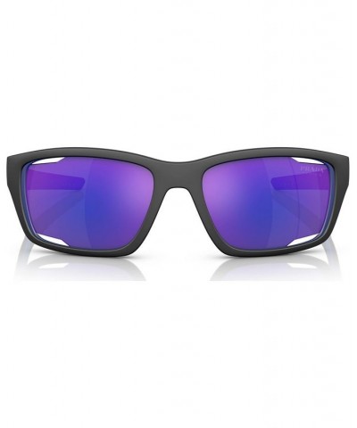 Men's Sunglasses PS 04YS57-Z Matte Black/Blue $108.30 Mens