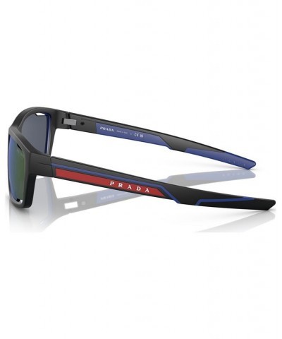 Men's Sunglasses PS 04YS57-Z Matte Black/Blue $108.30 Mens