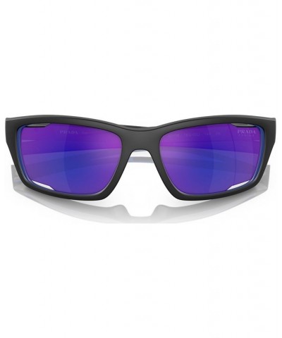 Men's Sunglasses PS 04YS57-Z Matte Black/Blue $108.30 Mens