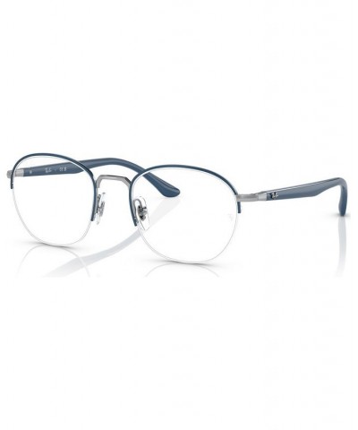 Unisex Square Eyeglasses RX648750-O Blue on Silver-Tone $49.80 Unisex