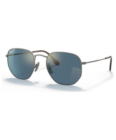 Unisex Polarized Sunglasses RB8148 HEXAGONAL 51 Silver-Tone $71.84 Unisex