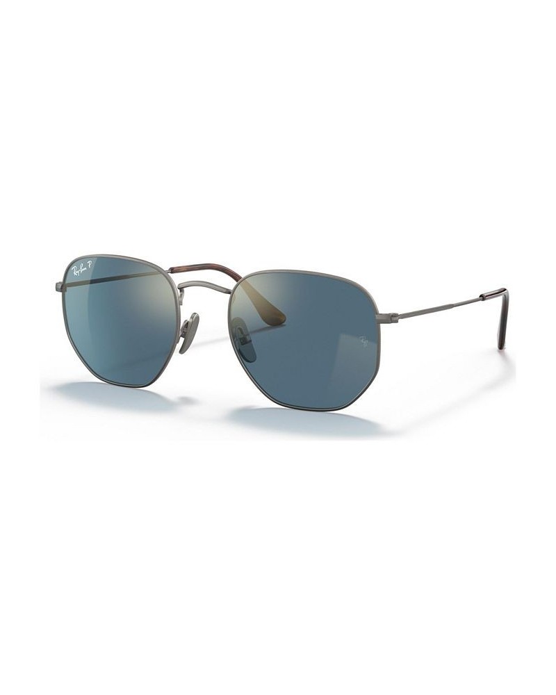 Unisex Polarized Sunglasses RB8148 HEXAGONAL 51 Silver-Tone $71.84 Unisex