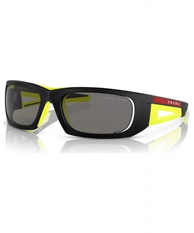 Men's Polarized Sunglasses PS 02YS59-P Matte Black/Yellow $106.75 Mens