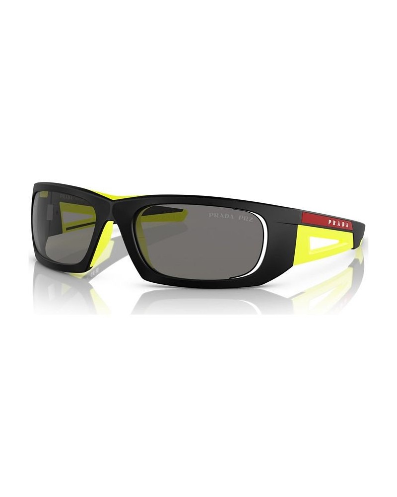 Men's Polarized Sunglasses PS 02YS59-P Matte Black/Yellow $106.75 Mens