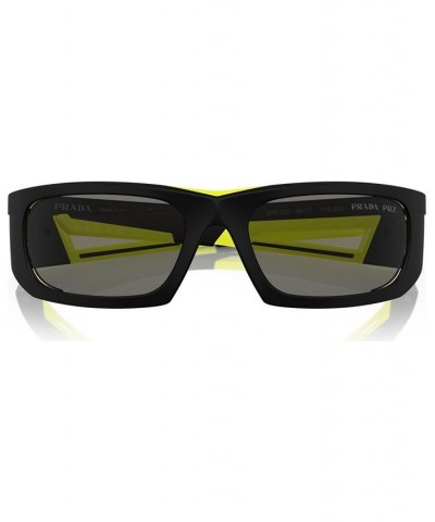 Men's Polarized Sunglasses PS 02YS59-P Matte Black/Yellow $106.75 Mens