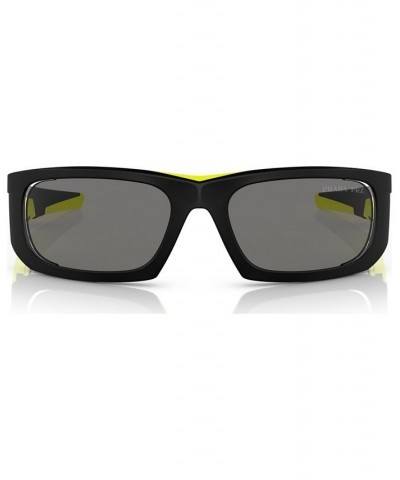 Men's Polarized Sunglasses PS 02YS59-P Matte Black/Yellow $106.75 Mens