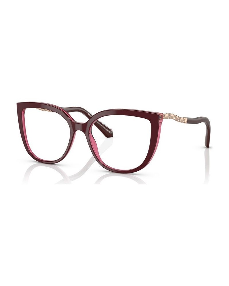 Women's Cat Eye Eyeglasses BV4214B54-O Bordeaux On Transparent Red $119.52 Womens