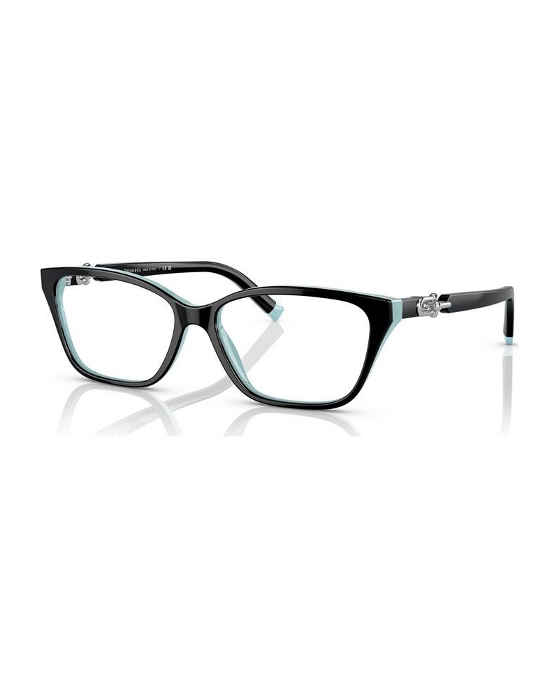 Women's Rectangle Eyeglasses TF222955-O Black On Tiffany Blue $43.16 Womens