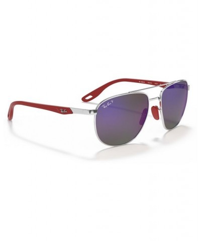 Men's Polarized Sunglasses RB3659M Scuderia Ferrari Collection 57 SILVER/GREY MIR BLUE POLAR $72.50 Mens