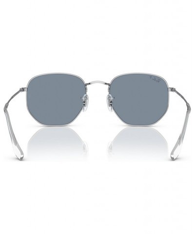 Unisex Polarized Sunglasses Hexagonal Flat Lenses Silver-Tone $53.25 Unisex
